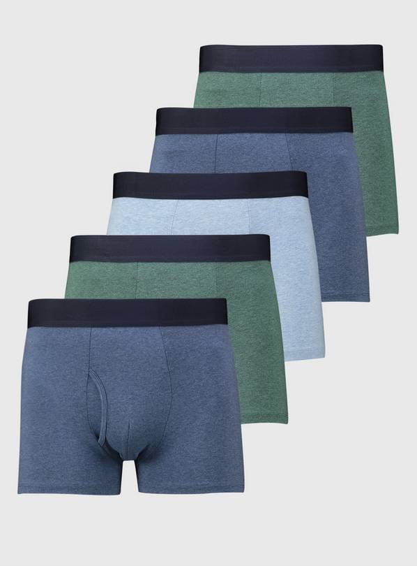 Blue & Green Mixed Marl Trunks 5 Pack - S
